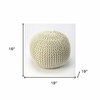 Homeroots 16 x 19 x 19 in. Cool Cream Woven Pouf Ottoman 388965